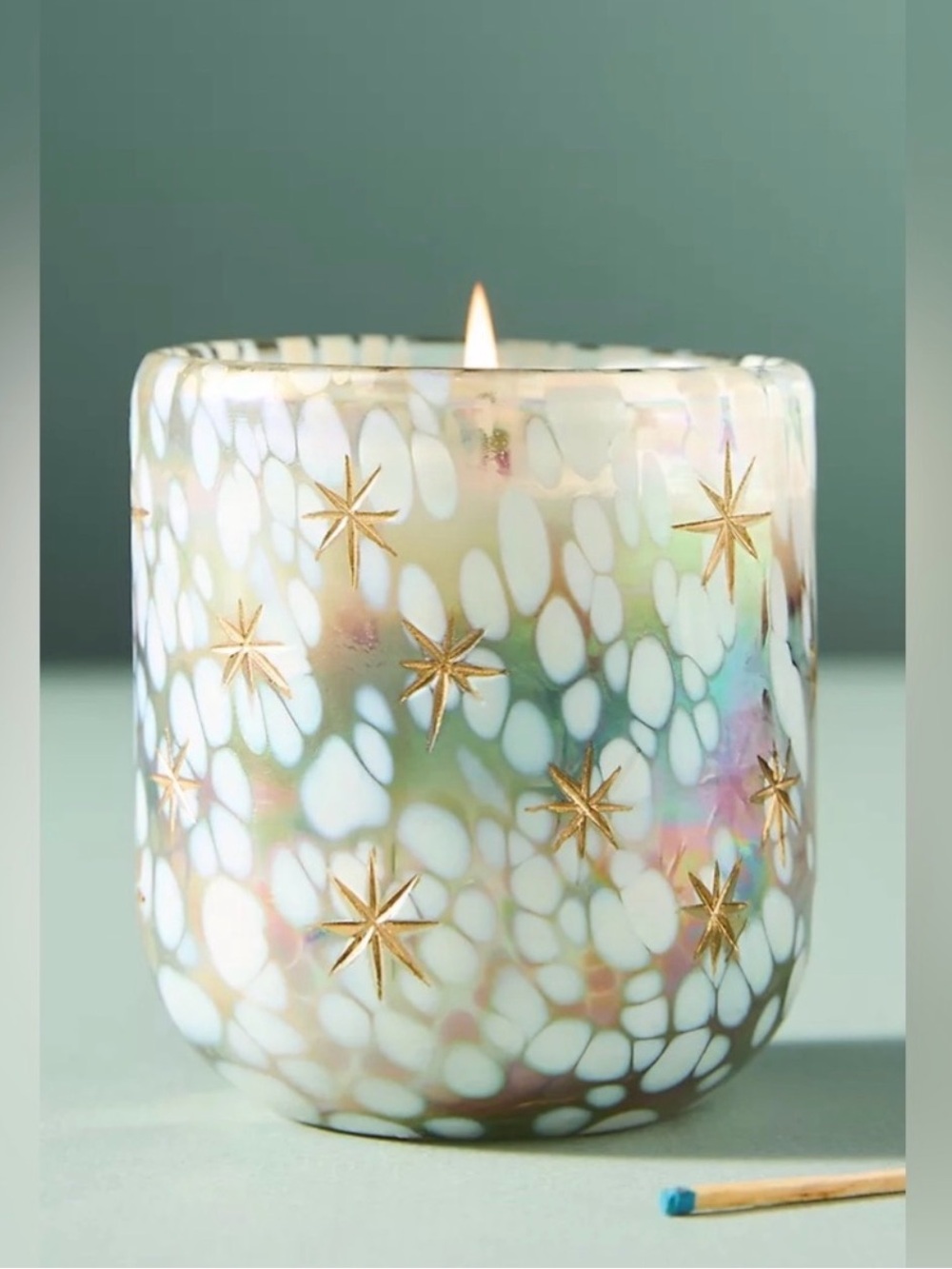 Anthropologie Festive Woody Winter Woods & Vanilla Gilded Glass Jar Candle